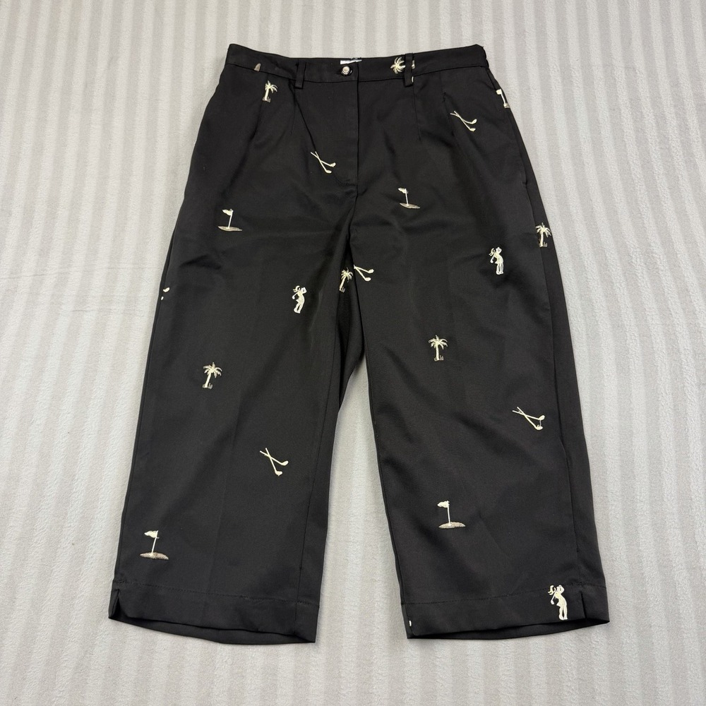 Coral Bay Women's Golf Flat Front Embroidered Shorts Palm Trees Golf Club Size4P